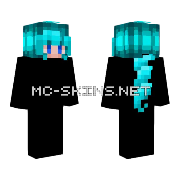 Blue Hair Girl Minecraft skin, front and back