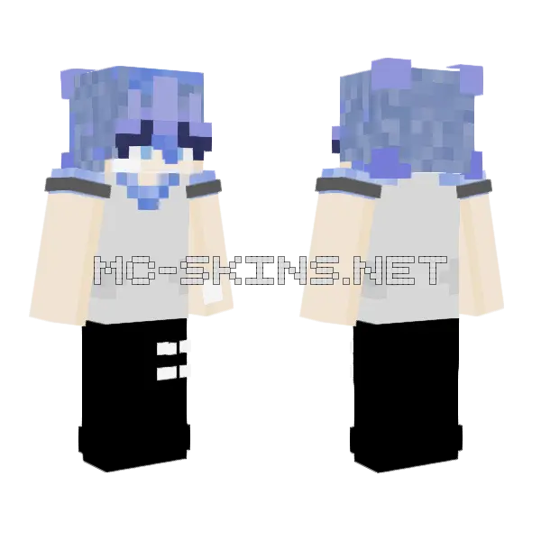 Blue Hair Girl Minecraft skin, front and back