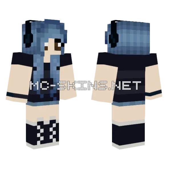 Blue Hair Girl Minecraft skin, front and back