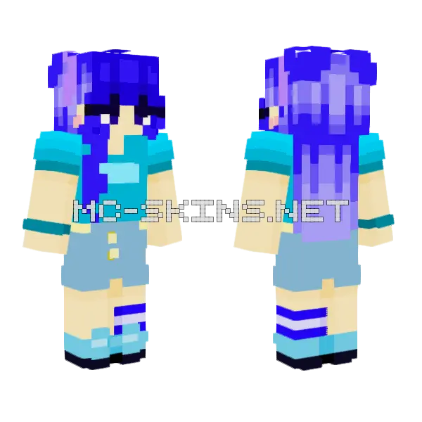 Blue Hair Girl Minecraft skin, front and back