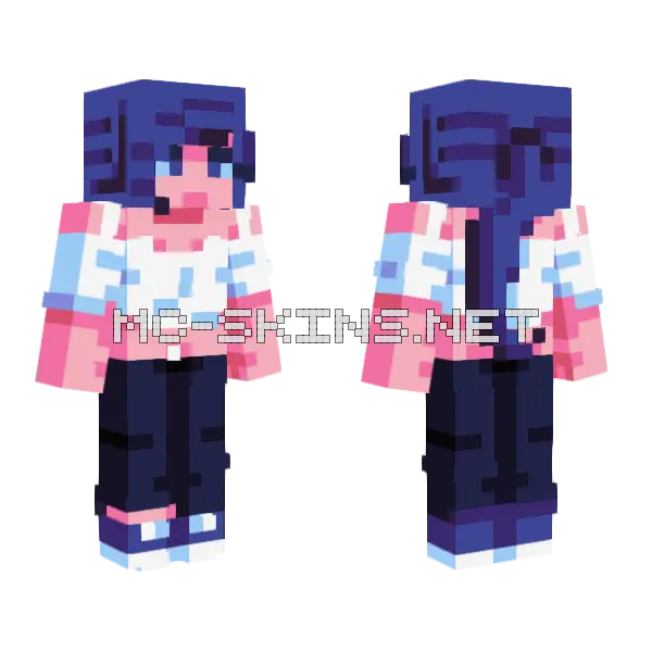 Blue Hair Girl Minecraft skin, front and back