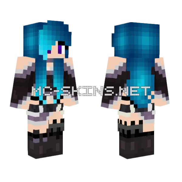 Blue Hair RP Edit Minecraft skin, front and back