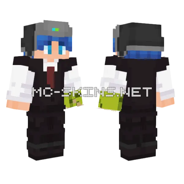Blue Haired Boy Minecraft skin, front and back
