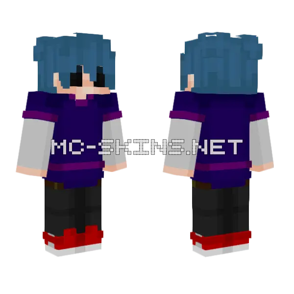 Blue Haired Boy Minecraft skin, front and back