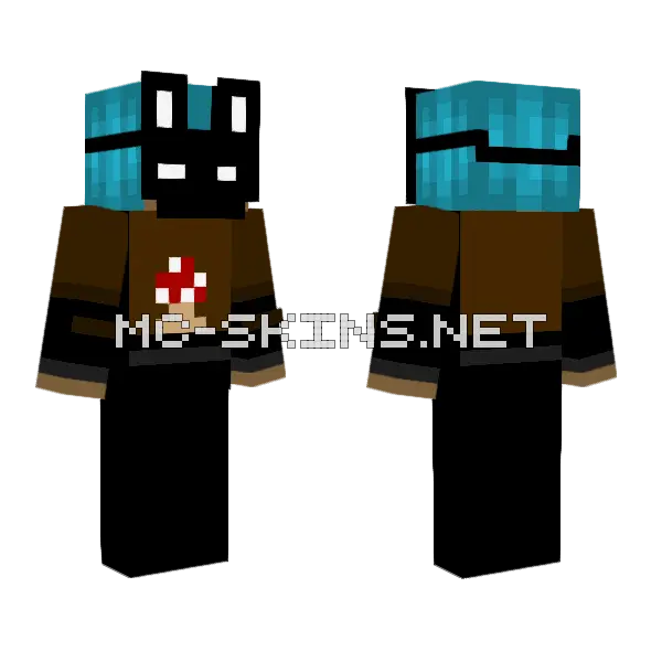 Blue Haired Boy Mushroom Shirt Minecraft skin, front and back