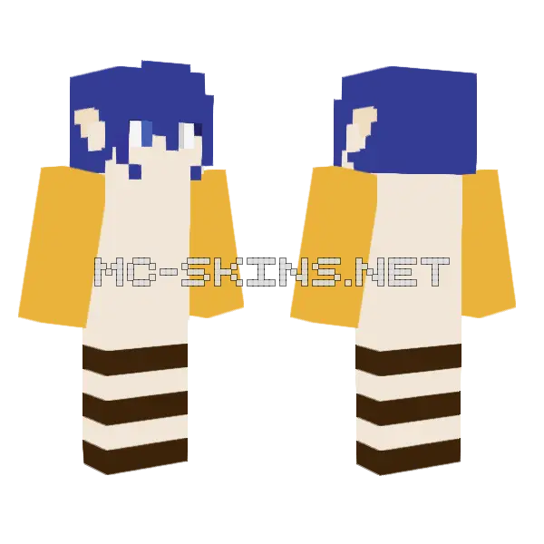 Blue Haired Character Minecraft skin, front and back