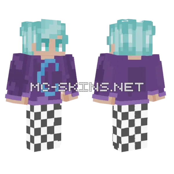 Blue Haired Gamer Minecraft skin, front and back