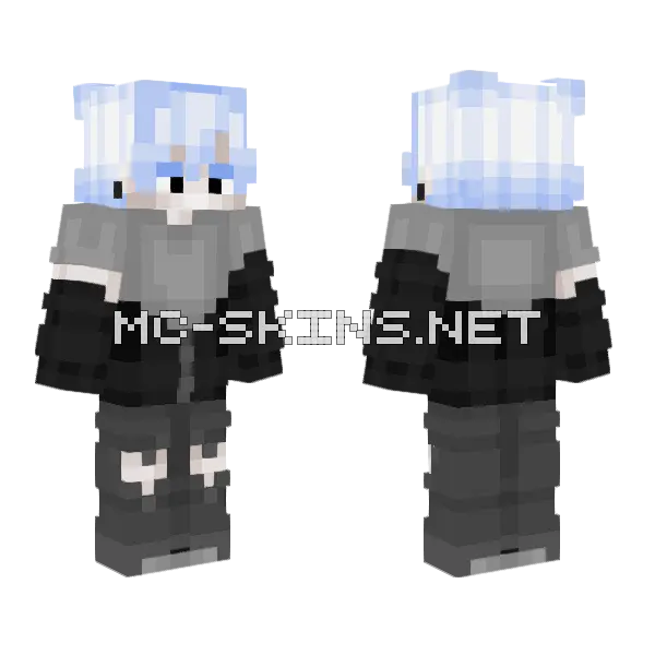 Blue Haired Girl Minecraft skin, front and back