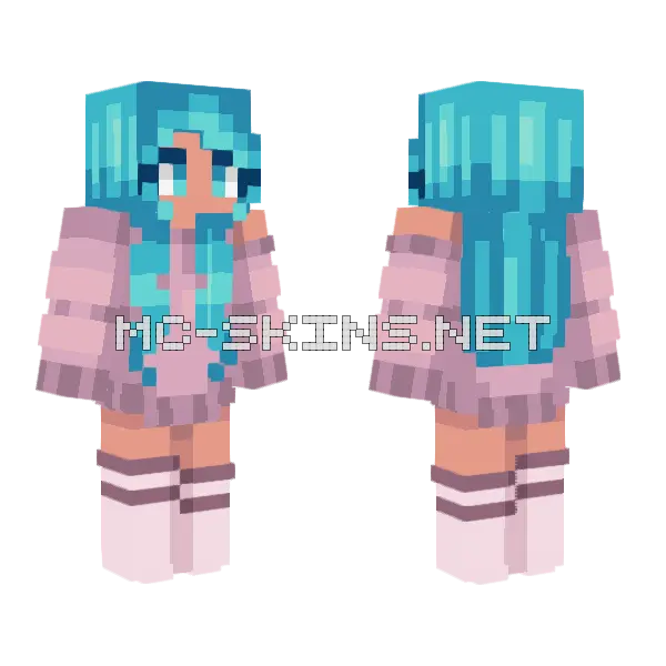 Blue Haired Girl Minecraft skin, front and back