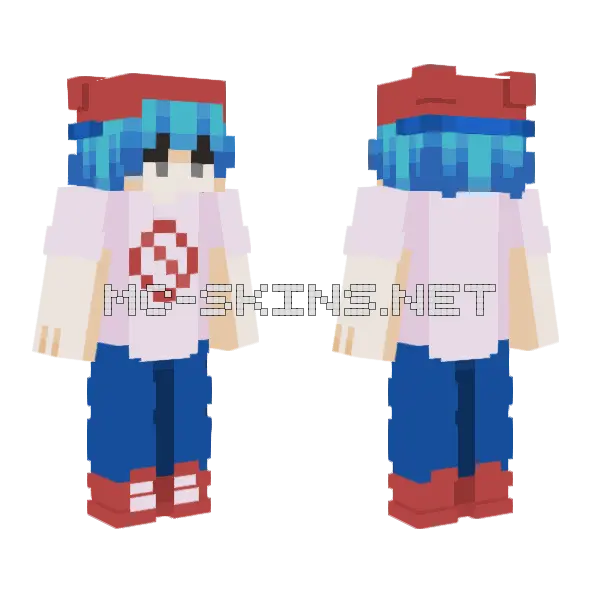 Blue Haired Girl Minecraft skin, front and back