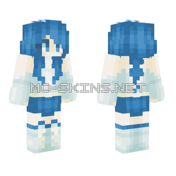 Blue Haired Girl Minecraft skin, front and back