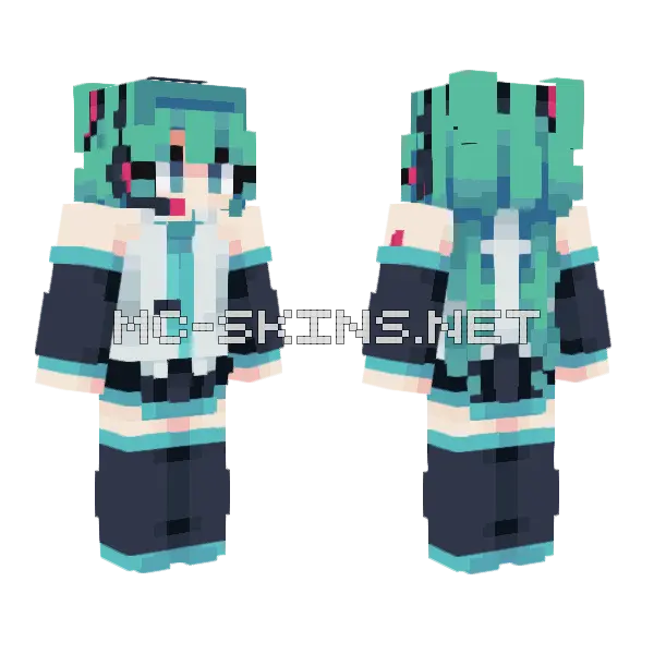 Blue Haired Girl Minecraft skin, front and back