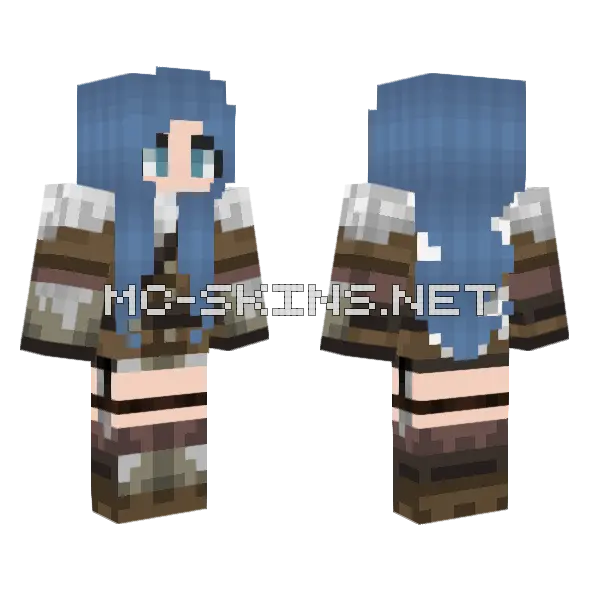 Blue Haired Girl Minecraft skin, front and back