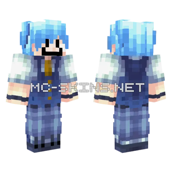 Blue Haired Girl Minecraft skin, front and back