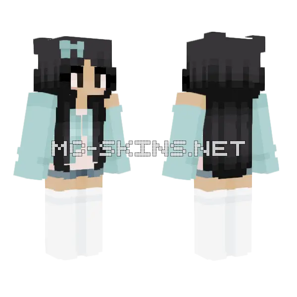 Blue Haired Girl Minecraft skin, front and back