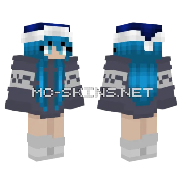 Blue Haired Girl Skin Minecraft skin, front and back