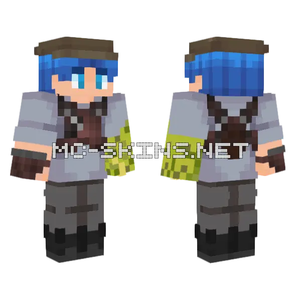 Blue Haired Mage Minecraft skin, front and back