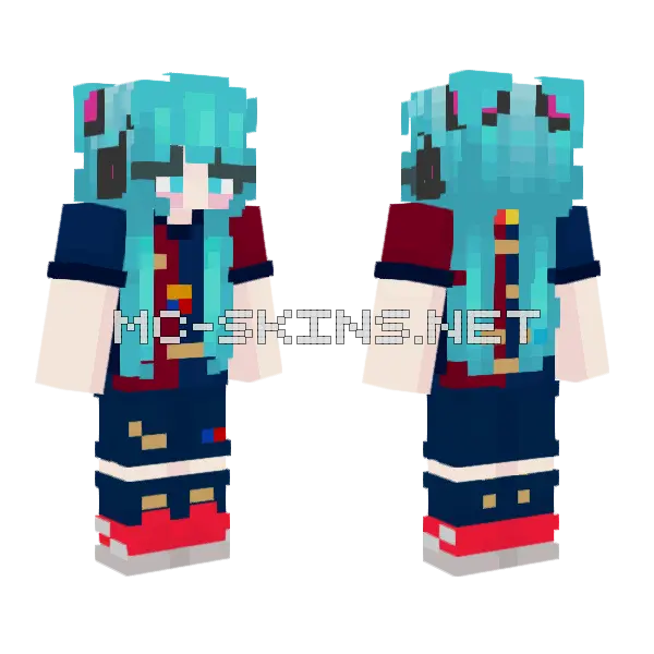 Blue Haired Schoolgirl Outfit, front and back
