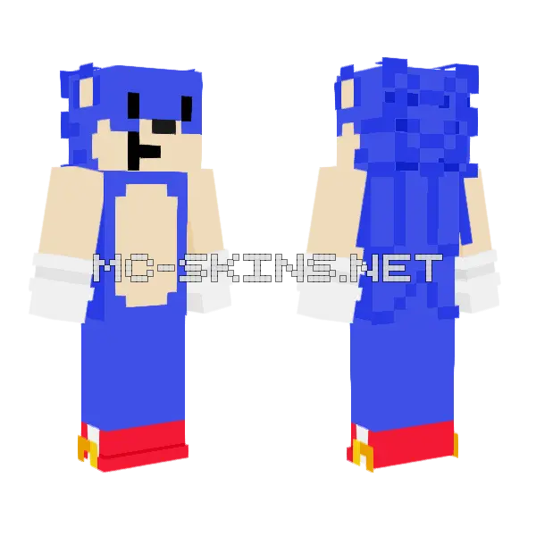 Blue Hedgehog Minecraft skin, front and back