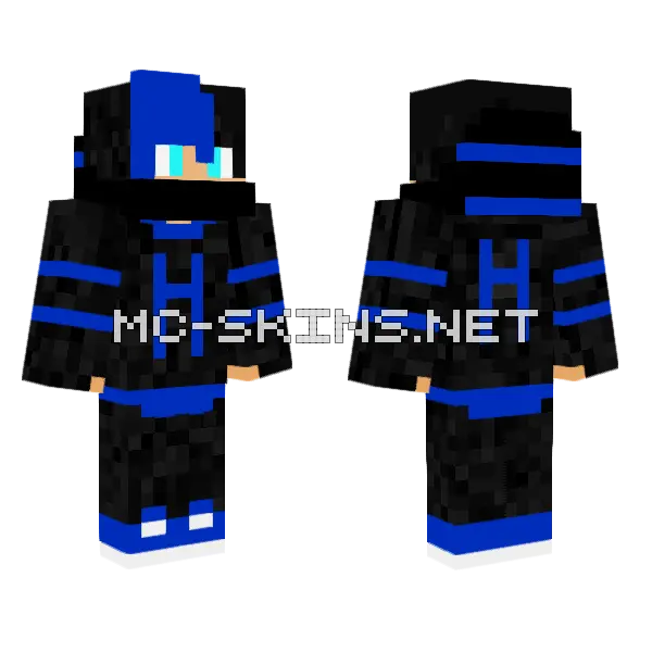 Blue Hero Captain Minecraft skin, front and back