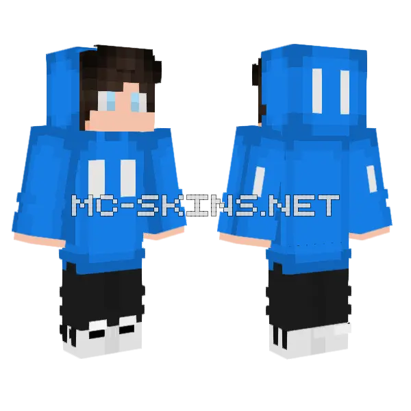 Blue Hoodie Boy, front and back