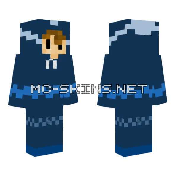 Blue Hoodie Boy Minecraft skin, front and back