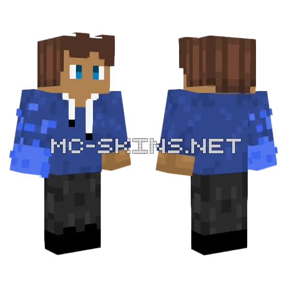 Blue Hoodie Boy Minecraft skin, front and back