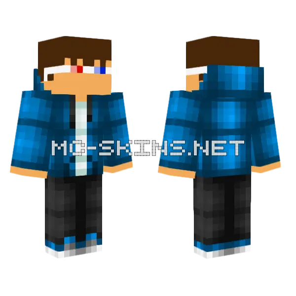 Blue Hoodie Boy, front and back
