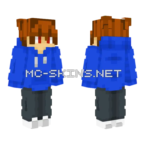 Blue Hoodie Boy, front and back