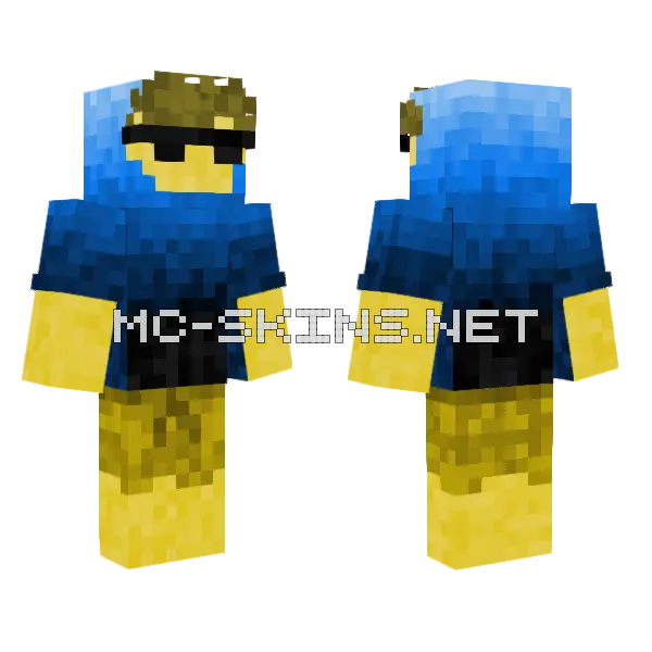 Blue Hoodie Minecraft skin, front and back