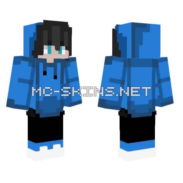 Blue Hoodie Minecraft skin, front and back