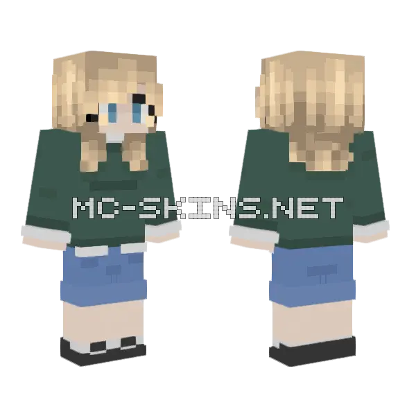 Blue Hoodie Girl, front and back