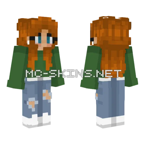 Blue Hoodie Girl Minecraft skin, front and back