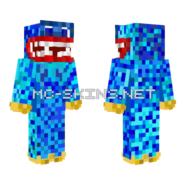 Blue Huggy Wuggy Minecraft skin, front and back