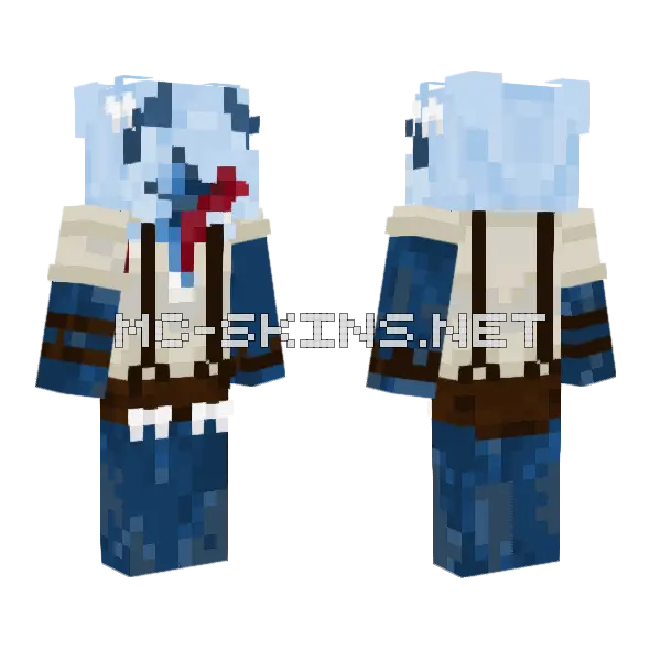 Blue Ice Creature Minecraft skin, front and back