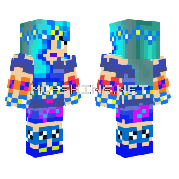 Blue Ice Queen Minecraft skin, front and back
