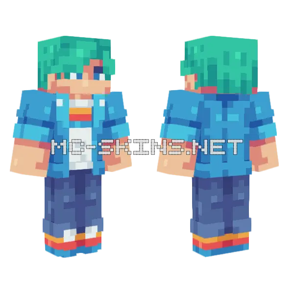 Blue Jacket Boy Minecraft skin, front and back