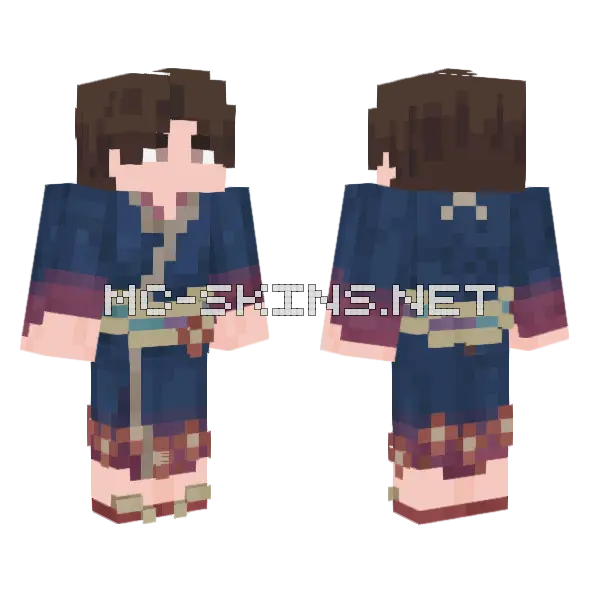 Blue Kimono Girl Minecraft skin, front and back