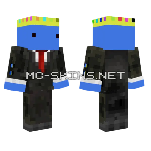 Blue King Minecraft skin, front and back