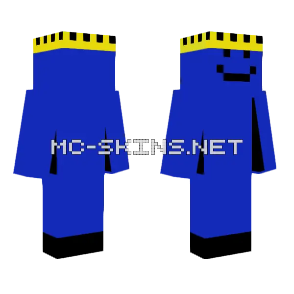 Blue King Black Boots Minecraft skin, front and back