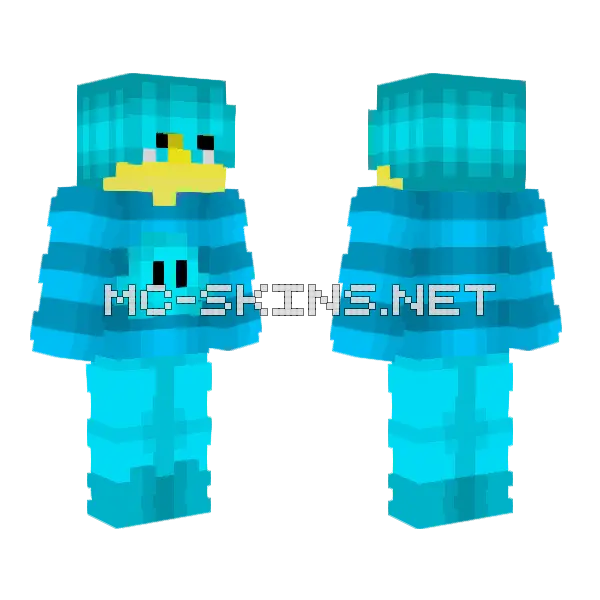 Blue Kirby Outfit Minecraft skin, front and back