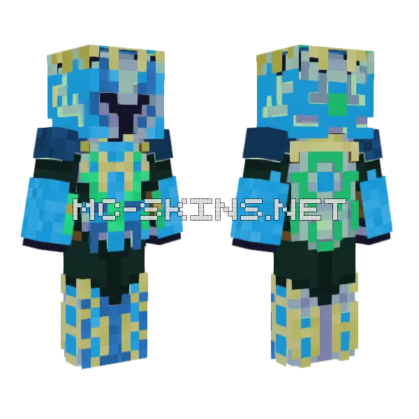 Blue Knight Excalibur Minecraft skin, front and back