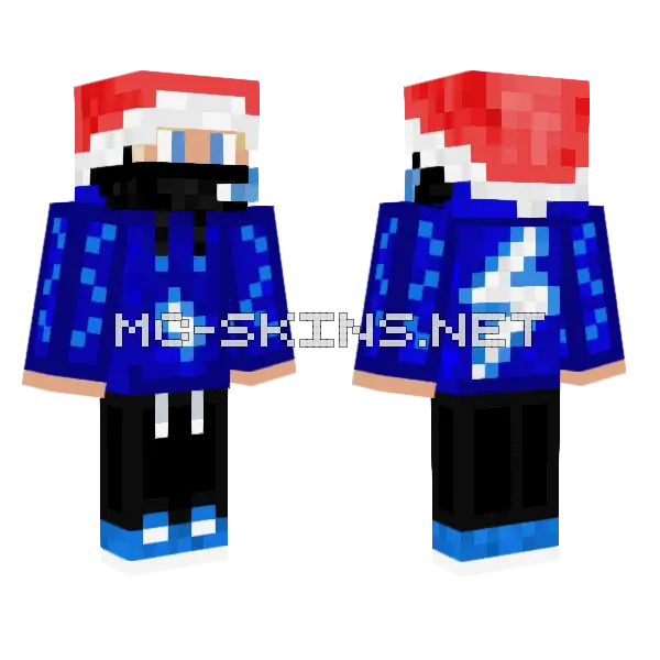 Blue Lightning Boy Minecraft skin, front and back