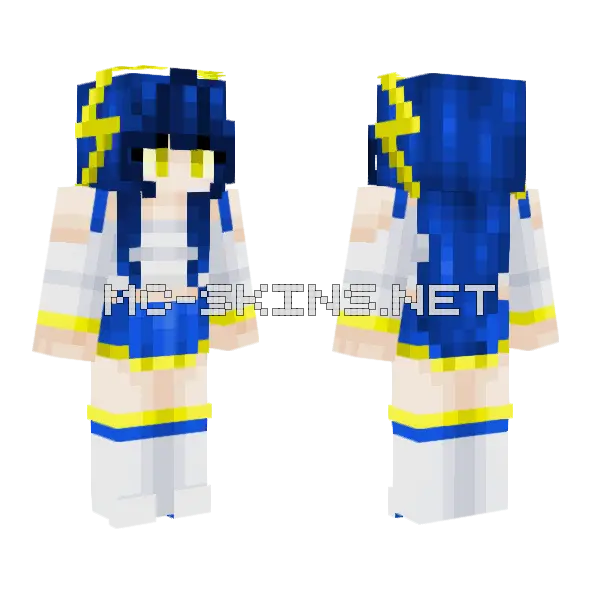 Blue Lightning Girl Minecraft skin, front and back