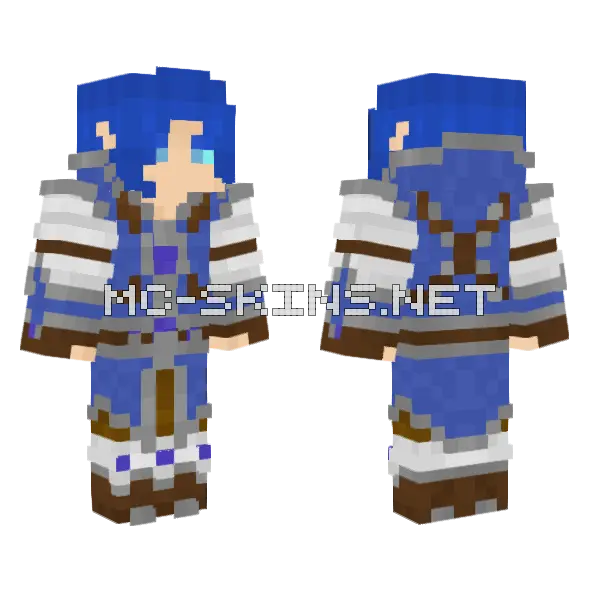 Blue Mage Outfit Minecraft skin, front and back