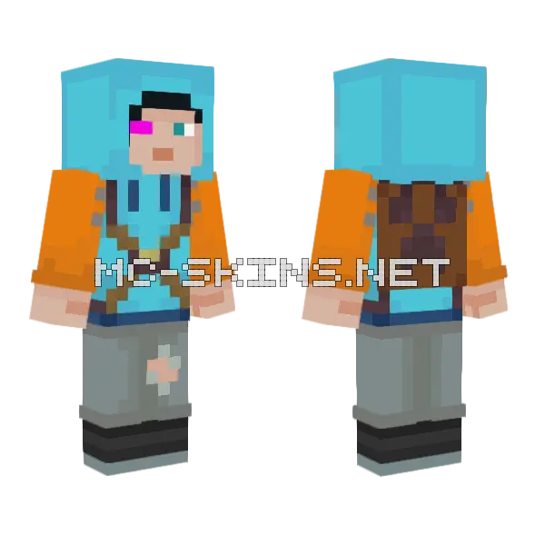 Blue Mage Outfit Minecraft skin, front and back