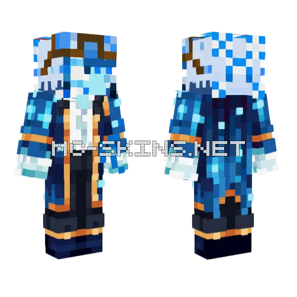 Blue Mage Outfit Minecraft skin, front and back