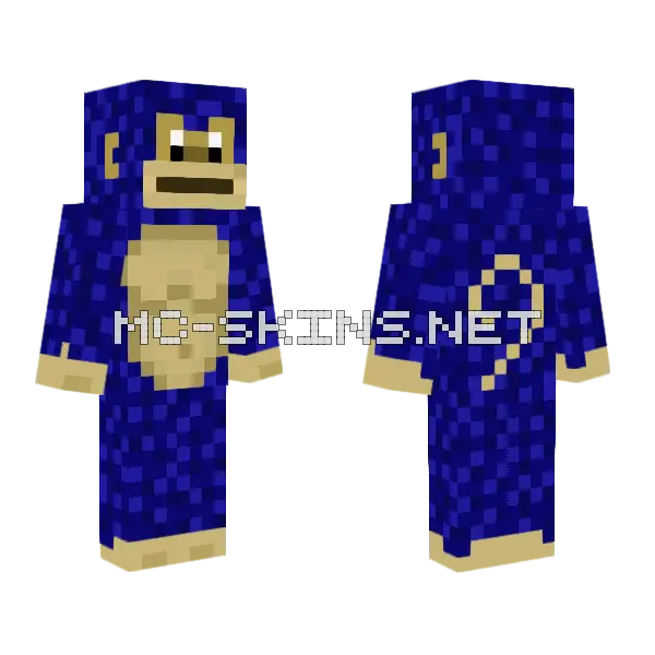 Blue Monkey Minecraft skin, front and back