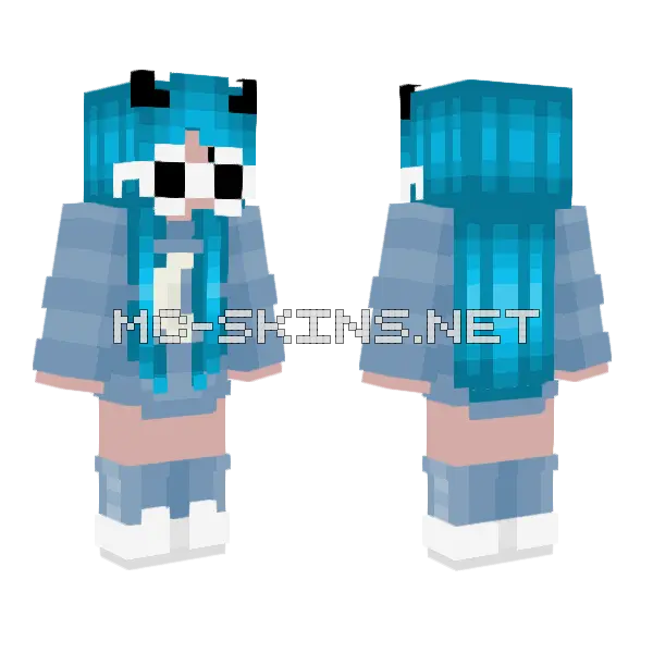 Blue Moon Hair Minecraft skin, front and back