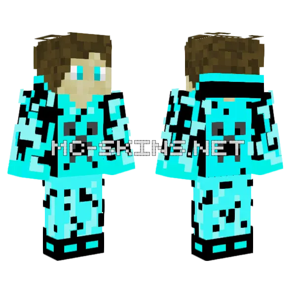 Blue Neon 3001 Minecraft skin, front and back